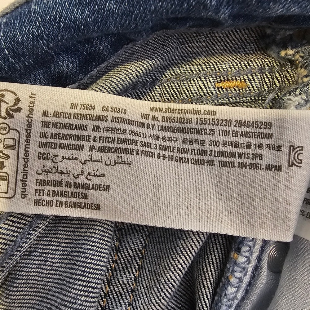 Abercrombie & Fitch Slim Straight Ultra High Rise Jeans Blue 30 10R 155D1273 - Picture 5 of 7